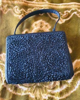 Borsa pochette nera in seta e raso