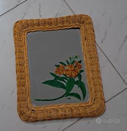 specchio Cornice in Vimini, dipinto a mano
