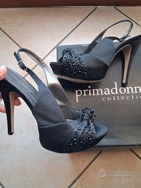 Sandali con plateau e strass neri Primadonna