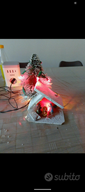 Piccola capanna presepe con luci anni 80