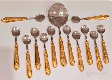 Set 13 posate dessert/gelato in argento 800 -DEP