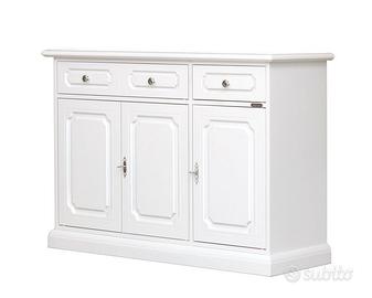 Mobile credenza madia 3 ante 2 cassetti bianco