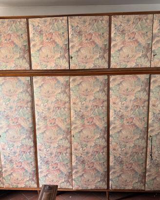 Armadio vintage 6 ante tessuto floreale legno