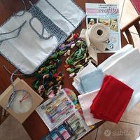 Set ricamo cotone tela aida moulinè filati Dmc