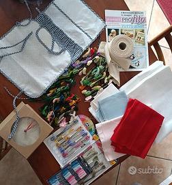 Set ricamo cotone tela aida moulinè filati Dmc