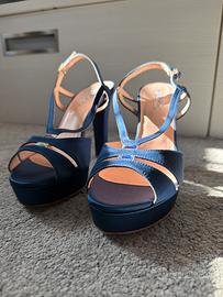 Sandali eleganti blu Tiffi con tacco