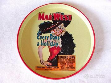 Vassoio in latta vintage con locandina