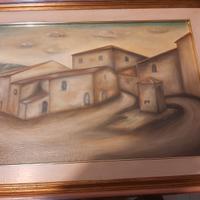 Quadro olio rffigurante 'Un Borgo' dim 75x55