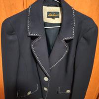 Blazer in panno di lana con impunture a contrasto