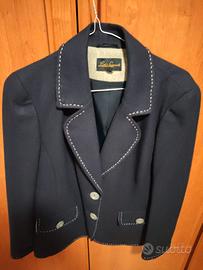 Blazer in panno di lana con impunture a contrasto