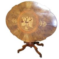 Tavolo Cappello del Prete intarsiato Rolo Mari