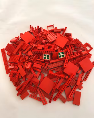 Lotto Pezzi Sfusi Lego Rossi 600g Lavati e Sanific