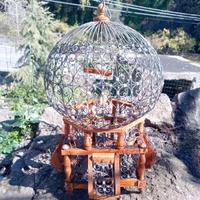 Voliera vintage in ulivo e metallo 