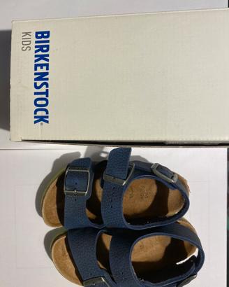 Birkenstock in pelle blu, suola verde n 26