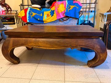 Tavolino basso stile orientale gambe a oppio
