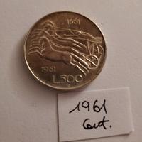 REPUBBLICA ITALIANA 500 Lire Centenario 1961 . Arg