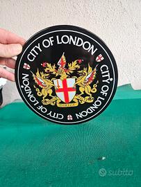 TARGA VINTAGE PORCELLANATA CITY OF LONDON STEMMA