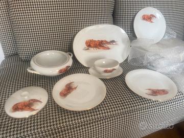 Servizio piatti da pesce porcellana anni 60