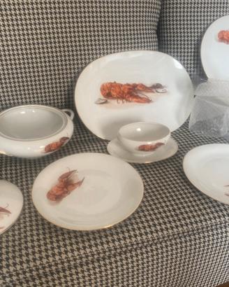 Servizio piatti da pesce porcellana anni 60