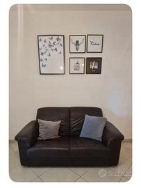 Divano  2 posti pelle marrone