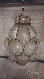 lampadario a sospensione vintage a lanterna  muran