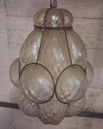 lampadario a sospensione vintage a lanterna  muran