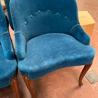 6 Poltroncine anni 50 in velluto blu