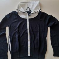 Maglioncino in viscosa blu effetto finta camicia