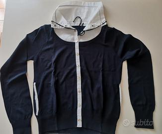 Maglioncino in viscosa blu effetto finta camicia