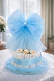 torta pannolini fiocco nascita 