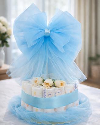 torta pannolini fiocco nascita 