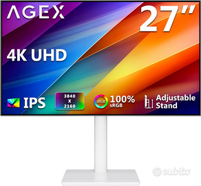 Agex X Monitor 4K 27 pollici IPS Regolabile