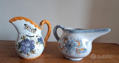 Lotto brocche in ceramica artigianale stile Deruta