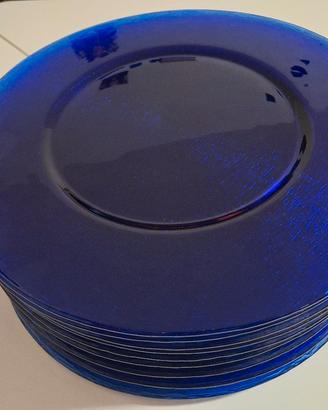 12  sottopiatti in vetro blu cobalto 