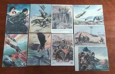Lotto cartoline WW1 WW2 Fascismo ventennio elmetto