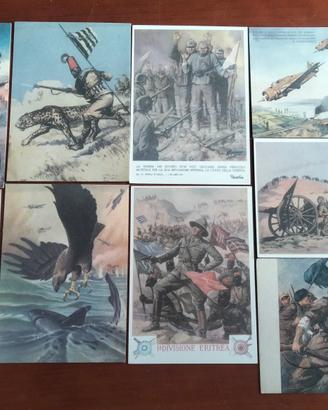 Lotto cartoline WW1 WW2 Fascismo ventennio elmetto