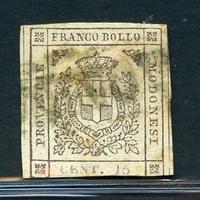 Francobollo ducato di Modena 15 c bruno