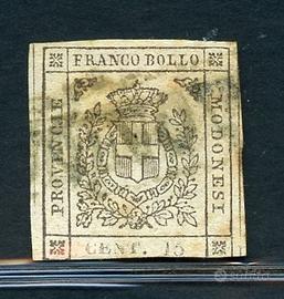 Francobollo ducato di Modena 15 c bruno