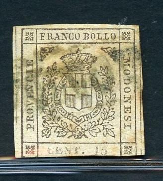 Francobollo ducato di Modena 15 c bruno