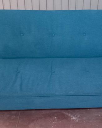 divano letto in tessuto di colore azzurro  180x110