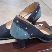 Scarpe donna blu con tacco