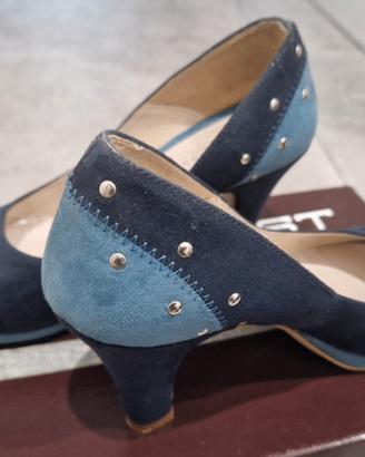 Scarpe donna blu con tacco