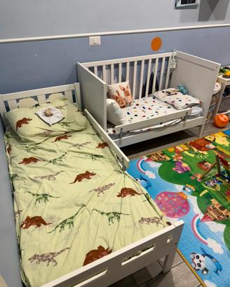 2 lettini IKEA bambini con materassi e sponde