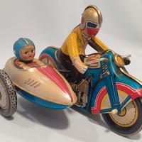 TIN TOY MOTORCYCLE WITH SIDECAR LATTA '60 LITHO