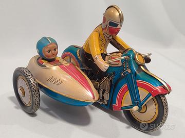 TIN TOY MOTORCYCLE WITH SIDECAR LATTA '60 LITHO