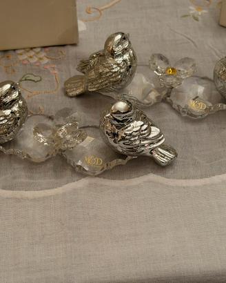 Coppia di passerotti in platina argento e cristall