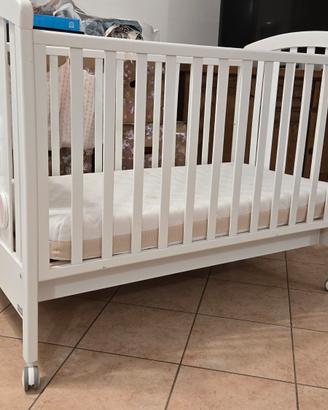 Letto Erbesi bianco e rosa e materasso Memory CRAB