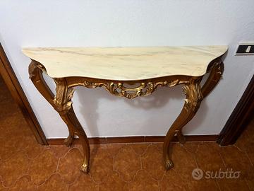 Consolle stile barocco con piano in marmo