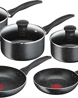 Tefal Set di pentole e padelle in pietra, antiader