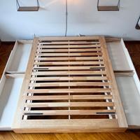 letto MANDAL - Betulla e bianco - 160x200